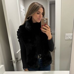 Saks Fifth Avenue black faux fur vest, size M/L